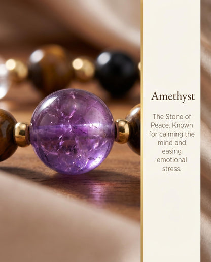 Worry Stones Anxiety Relief Items Fidget Bracelet Healing Crystals Spiritual Sensory Mood Strength Jewelry, Calming Holistic Crystal Gifts Purple Gemstone Bracelets for Women Teen Daughter Sister