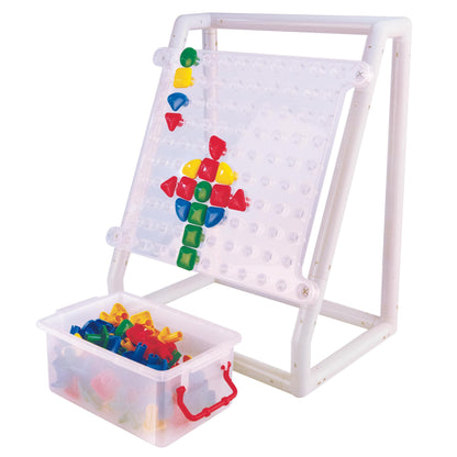 Constructive Playthings Mega Pegboard – 100 Oversized Pegs with Stand & Storage | STEM Manipulative for Math, Science & Special Needs