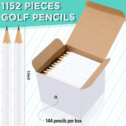 Crtiin 1152 Pcs Golf Pencils Bulk No. 2 HB Short Pre Sharpened Pencils for Classroom Office Supplies, 4 Inch(White)