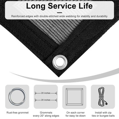 LOVE STORY 8x8FT Shade Cloth for Plant Heavy Duty Knitted Mesh Tarp with Grommets Screen Mesh Netting for Garden Patio Porch Pools Greenhouse Dump Truck