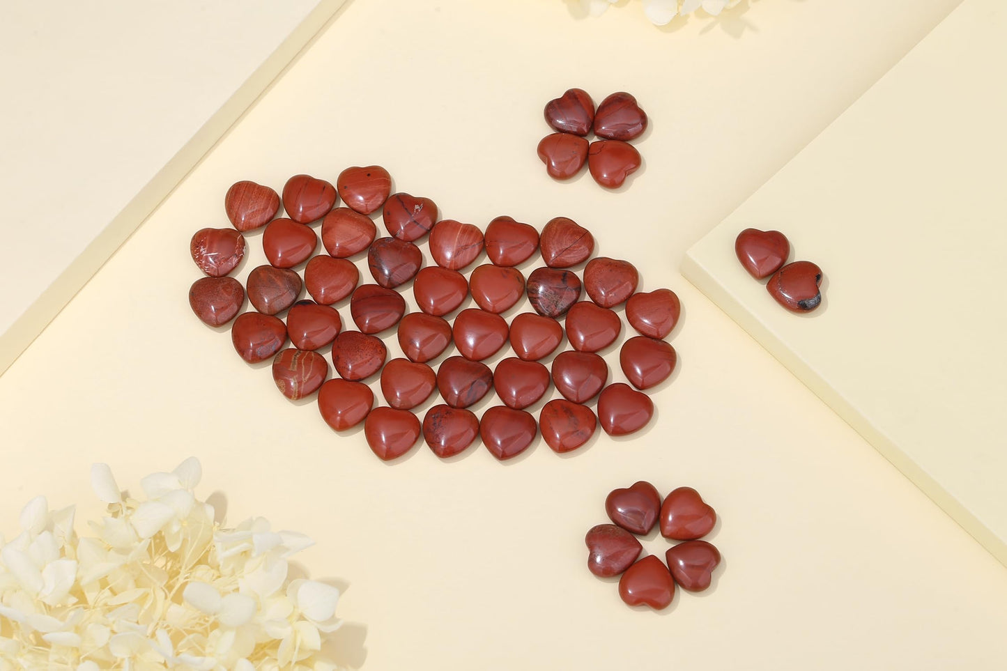 YATOJUZI 20PCS Red Jasper Heart Healing Crystals Natural Red Jasper Crystal Set Red Love Stones Polished Stone Bulk Wholesale Mini Pocket Gemstones Reiki Energy Gifts for Women