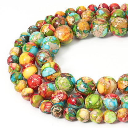 Siomia 45pcs 8mm Natural Mixed Green Imperial Jasper Gemstone Beads Energy Healing Crystal Round Loose Stone Beads for Jewelry Making, DIY Bracelets Necklaces
