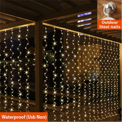ZSJWL 300 LED Curtain Fairy Lights with Remote, 8 Modes 9.8 × 9.8 Ft Curtain String Light USB Plug in, Twinkle Silver Wire Lights for Bedroom Window Chrismas Wedding Party, Warm White