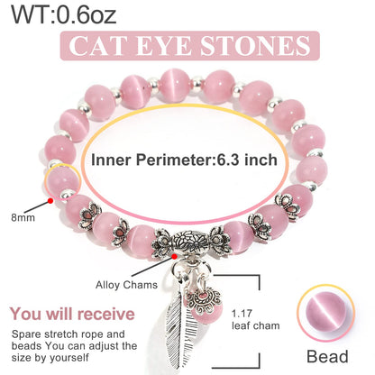 MEHUK Natural Stretch Gemstone Bracelet Healing Stone Beaded Bracelets for Women Men Gifts (Unisex) (8mm pink)