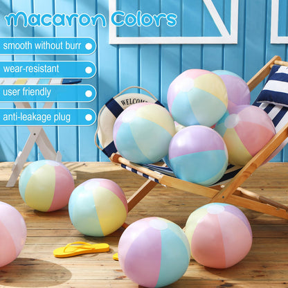 MiniInflat 24 Pcs Inflatable Pastel Beach Balls Bulk for Kids Jumbo Big Macaron Beach Balls for Adults Summer Swimming Pool Water Games Party Favor(16 Inch)