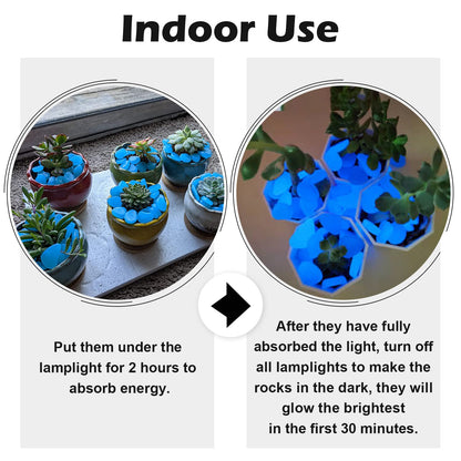 NAMTSO Glow in The Dark Rocks Outdoor, 500 pcs Blue Solar Rocks for Landscaping, Outdoor Decor Glow in The Dark Stones, Glowing Pebbles for Garden Backyard Patio Lawn Pond Fish Tank Aquarium Decor
