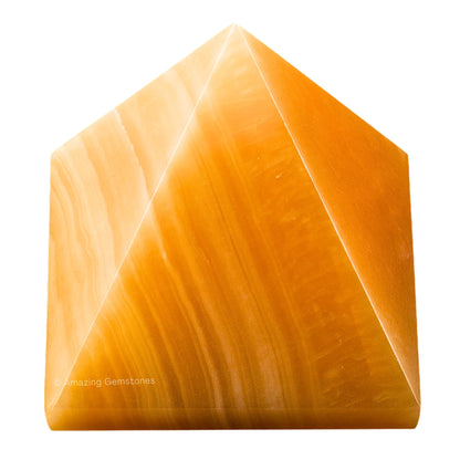 Amazing Gemstone Yellow Calcite Pyramid Crystal Healing Stones - 2" Great Pyramid Figurine of Natural Stone Pyramid for Meditation, Reiki, Chakra Balancing and Crystal Pyramids Grid