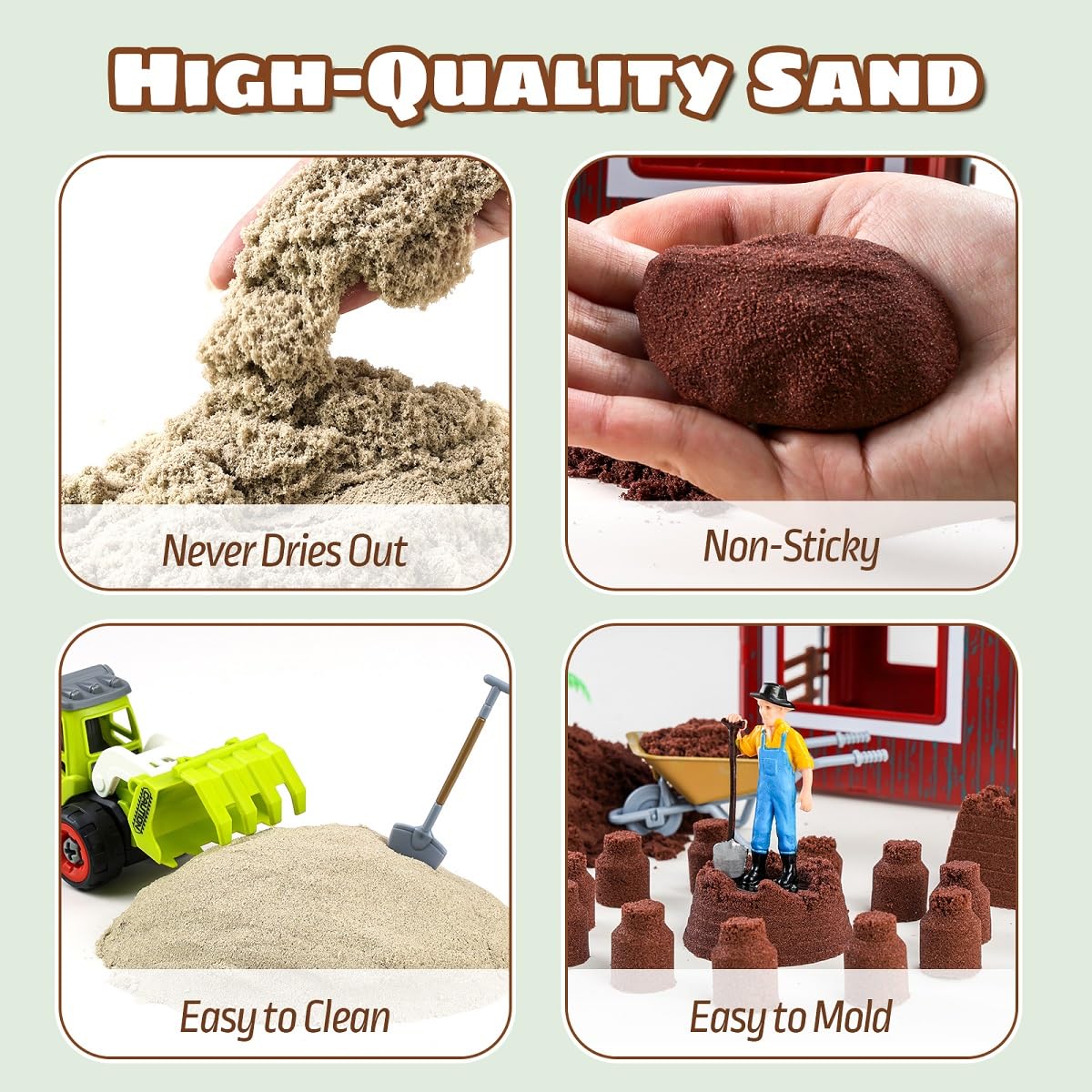 Aprilwolf 69 PCS Farm Sensory Bin Toys Playset, Sandboxes with Sand, Farmer Tractor & Farm Animals Figures Toys for Kids 3 4 5, Gifts for 6 7 Years Old Boys Girls Toddlers