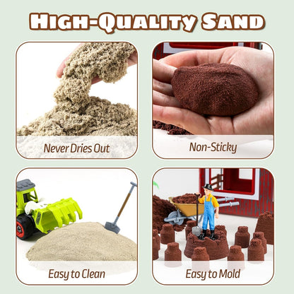 Aprilwolf 69 PCS Farm Sensory Bin Toys Playset, Sandboxes with Sand, Farmer Tractor & Farm Animals Figures Toys for Kids 3 4 5, Gifts for 6 7 Years Old Boys Girls Toddlers
