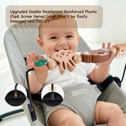 BEBOAN Baby Bjorn Bouncer Toy Bar - Toy Bar for Soft & Bliss Baby Bouncer, 360°Rotating Natural Wooden Toys, Easy to Attach/Remove Exciting Design for Curious Babies(Cute Animals)