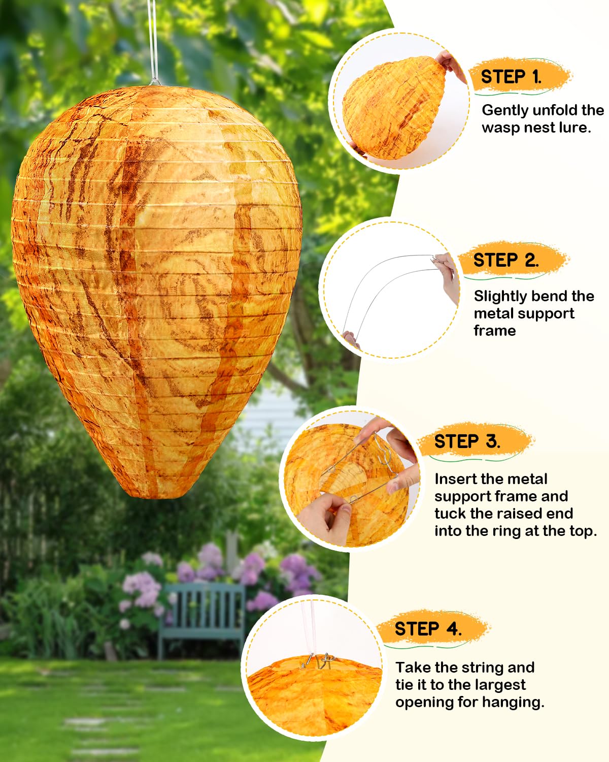 KALKAL 6 Pack Waterproof Wasp Nest Decoy, Durable Material Outdoor Hanging Fake Wasp Nest for Patio Garden Yard Eaves Home