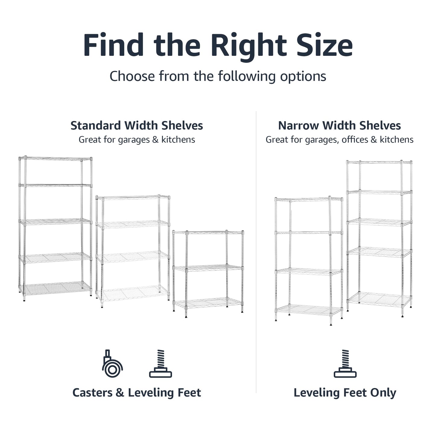 Amazon Basics 3-Shelf Heavy Duty Adjustable Wire Shelving Storage Rack on 2" PP Plastic Wheel Casters, Steel Utility Shelving Unit for Garage and Laundry Room, 23.2" x 13.4" x 32.75", Chrome