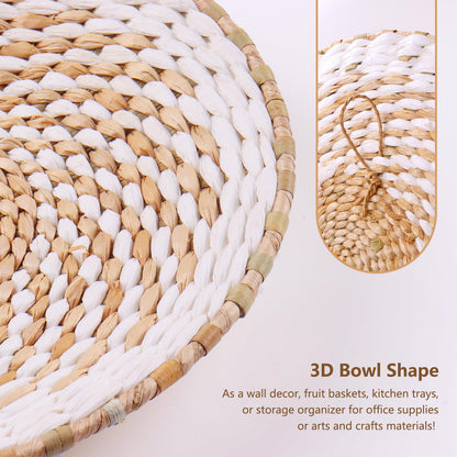 9 Pack Boho Wall Basket Set, hanging Woven Wall Basket Decor, Seagrass Rattan Wicker Boho Wall Decor, Eco-Friendly Round Art for Farmhouse Bedroom Living Room Display Table Settings Kitchen Home