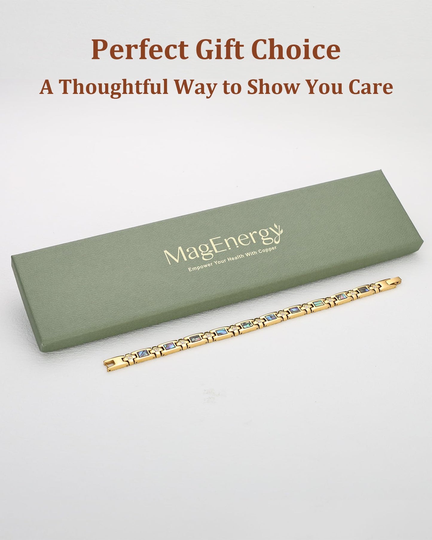 MagEnergy Magnetic Bracelet for Women, Gold Titanium Steel Strength Magnetic Bracelet with Sizing Tool, Adjustable Jewelry Gifts