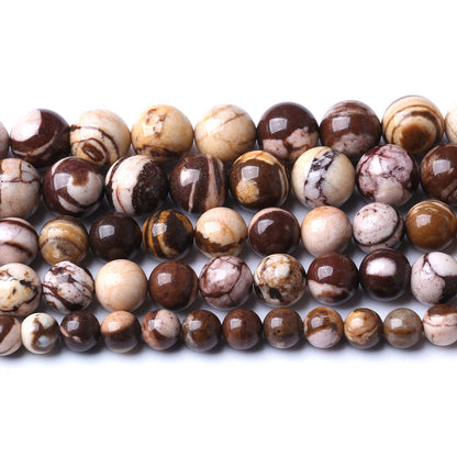 10mm 38pcs Natural Stone Beads Australia Zebra Gemstone Round Loose Beads for Jewelry Making DIY Bracelet Crystal Energy Healing Power Stone (10mm, Australian Zebra Jasper)