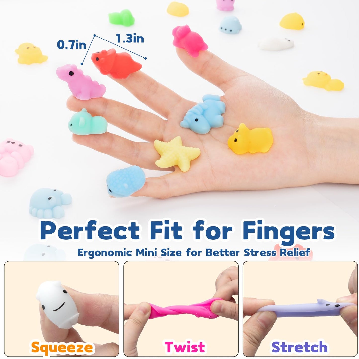 Dioju 200 Pcs Mochi Squishy Toy, Mini Kawaii Squishies Bulk Sensory Fidget Toys Goody Bag Party Favors for Kids, Classroom Prizes Pinata Filler Carnival Stocking Stuffers Christmas Birthday Gifts