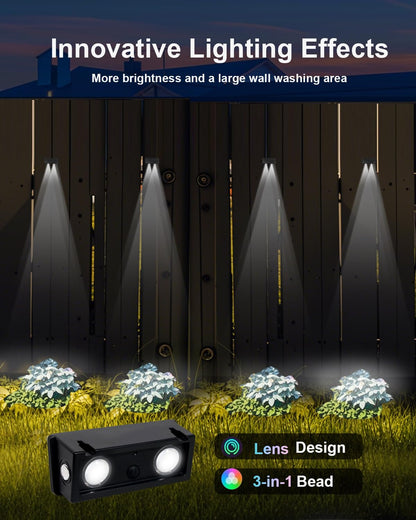 Solar Fence Lights Outdoor Waterproof LED Spot Lens for Step, Wall, Deck, Patio, Yard, Rail, Garage, Pool, Stair, Walkway, Garden Landscaping Enhanced Security Easy Install Cool White 16 pack