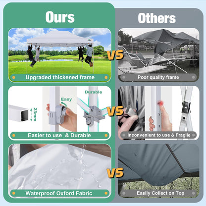 COBIZI 10x15 Canopy Tent, Heavy Duty Pop up Canopy with Sidewalls, Waterproof Easy Setup Tent with Mosquito Netting, Outdoor Instant Screen Tents for Parties, Wedding, Backyard with Carry Bag, White