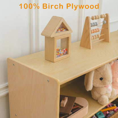 kidi house Kids Bookshelf and Toy Storage Shelf, Wooden Montessori Bookshelf, 3-Tier Toy Shelf, 30in Birch Children Bookcase, Classroom Furniture, Book Shelf for Kids Room, Nursery, Playroom