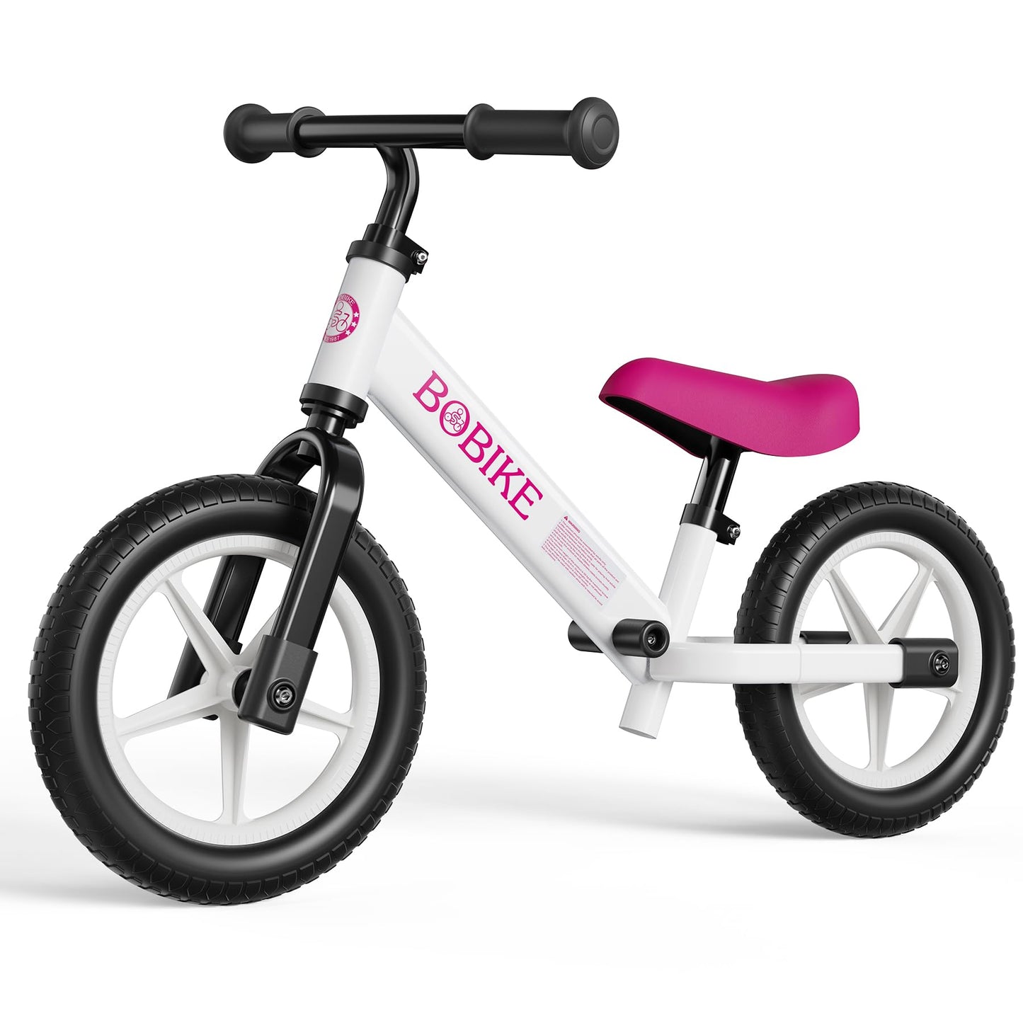 Bobike Toddler Balance Bike, Balance Bike with Footrest for Ages 2-5, Adjustable Seat & Handlebar, No-Pedal Training Bicycle, Gift for Boys and Girls (White)