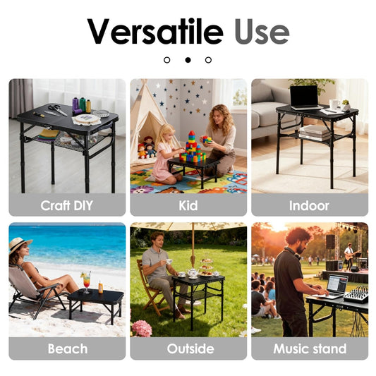 Folding TV Trays Foldable Dinner Tray Table Adjustable Height Food Snack Eating Couch Side Table Study Aluminum Portable Sofa Tray End Table for Outdoor Indoor Camp Pinic Bed Couch Living Room(Black)
