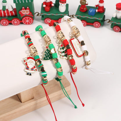 Twinfree 24pcs Christmas Theme Adjustable Rope Cord Bracelet for Women Jewelry Gifts