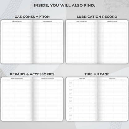 Skyline Auto Mileage Log Book – Vehicle Logbook with Expense Tracker – Driving Logger Book for Tracking Car Mileage, Expenses, Gas Consumption & Lubrication – Hardcover, A5 Size, 5.8x8.3″ (Gray)
