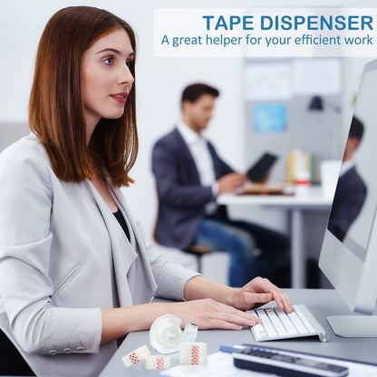 Yahenda 32 Pcs Invisible Tapes Dispensers with 32 Writable Matte Clear Tape Refills, 0.7 x 985 Inches, Refillable Desk Tape Dispenser Bulk for DIY Project, Home, Office, School & College Supplies