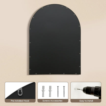 Besdomus Large Arched Window Mirror: 29"x42" Black Classic Farmhouse Wall Mirror - Wall Decor for Fireplace/Entryway/Hallway/Living Room - Ideal for Home Decor Enthusiast