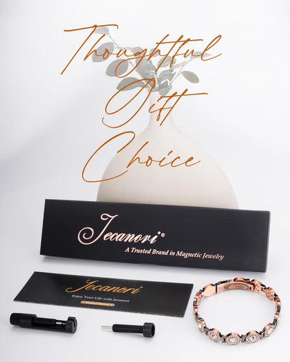 Jecanori Brilliant Crystals Copper Bracelet for Women, 4X Strength Magnetic Therapy Bracelet with 3800 Gauss Neodymium Magnets, Adjustable Pure Copper Jewelry Gift