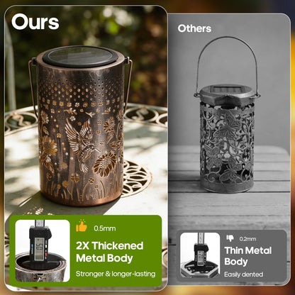 Solar Lanterns Outdoor Waterproof Christmas Gifts Hummingbird Sunflower Garden Decor, Best Gifts for Mom Women Grandmom, Hanging Metal Lantern Lights for Patio, Pathway, Yard, Landscape, Lawn