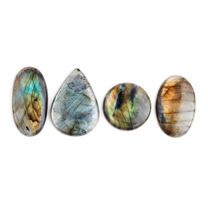 OdrillionGems Natural Labradorite Stone, Natural Gemstones and Crystals Cabochon Lot, DIY Jewelry Making Loose Gemstones, Chakra Healing Crystals, Wire Wrapping Cabochons, Pack of 5 (Large)