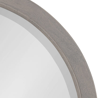 Kate and Laurel Hogan Farmhouse Round Wall Mirror; 18 Inch Diameter; Gray; Sophisticated Modern Mirror for Wall