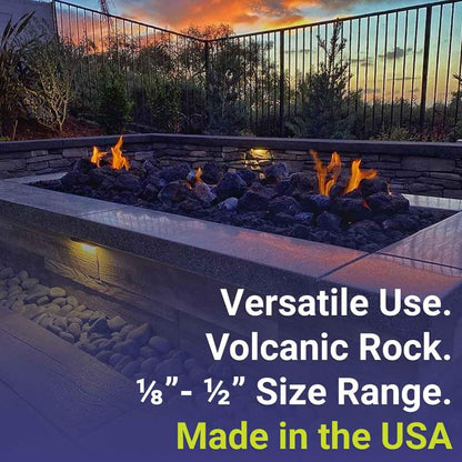 American Fire Products | Medium Lava Rock, 1/2" - 1" | Use in Fireplace, Fire Pit or Bowl | Outdoor & Indoor Volcanic Rock for Natural Gas or Propane Fires | Decorative Landscaping | 10 lb Bag