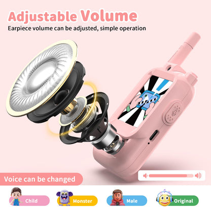BlueFire Kids Walkie Talkies with Video – Screen Display Toy Radios with Voice Effects, One-on-One Pairing, Long Range – Birthday Toys Gifts for Boys & Girls Ages 3–12 (Pink)