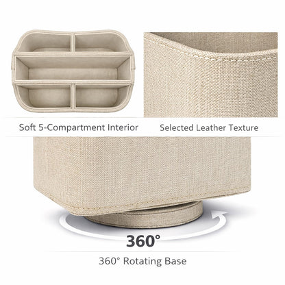 UnionBasic Rotating Desk Organizer, 360 Desk Spinning Caddy, Desktop TV Guide/Mail/Media/Remote Controller Holder Organizer, Beige
