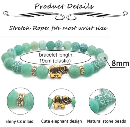 Jewdreamer 10Pcs 8mm Chakra Bead Bracelet Elephant Gifts for Women Men Natural Stone Bead Bracelets Lava Rock Reiki Crystals Yoga Bracelets