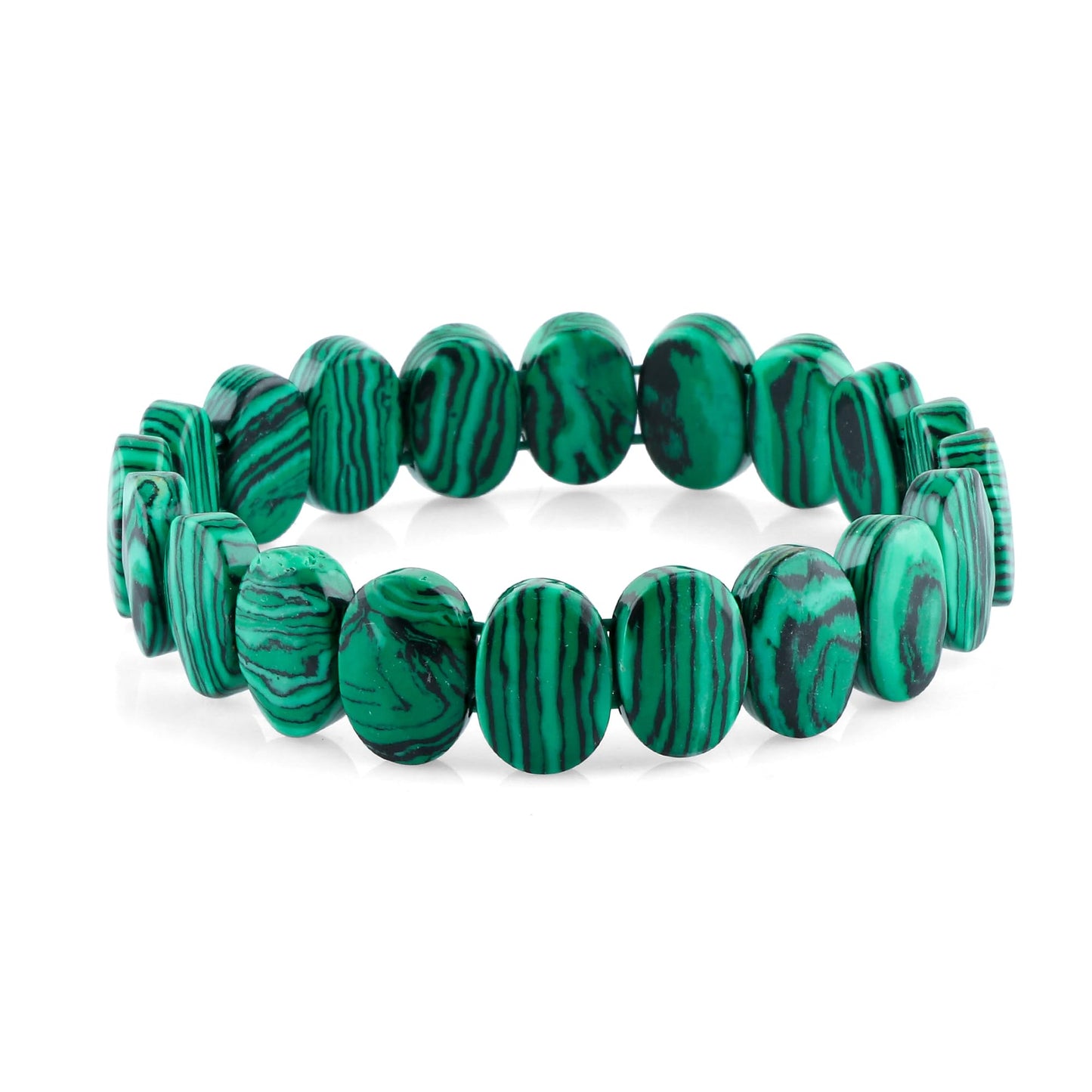 CRYSTALINES AAA Natural Malachite Gemstone Stretchable Bracelet for Men Women | Handmade Stretch Jewelry | Chakra - Healing - Yoga - Spiritual - Protection | Healing Bracelet