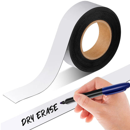 Amylove 2" x 30ft Magnetic Tape Strip Roll, Dry Erase Label, Writable Magnets Sticky Labels, Flexible Magnet Dry Erase Tape Strips for Whiteboards, Refrigerator, Crafts, DIY Storage