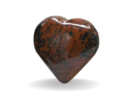 Amazing Gemstone Mahogany Obsidian Crystal Heart Palm Stone - Pocket Massage Worry Stone for Natural Body Chakra Balancing, Reiki Healing and Crystal Grid