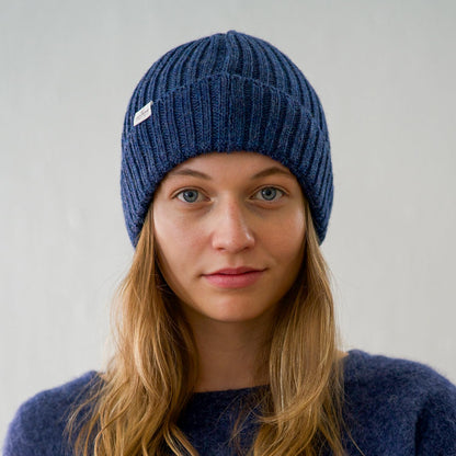 ALPALOVE 100% Baby Alpaca Worsted Beanie Dark Blue – Unisex Luxury Knit Winter Hat | Soft, Warm & Lightweight | Made in Germany