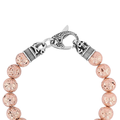 Steel Nation Men's 10mm Lava Bead Bolo Bracelet - Volcanic Rock Style Adjustable Comfort Stainless Steel