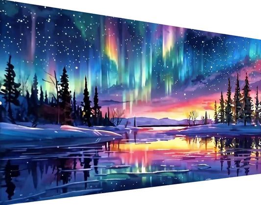 BOHADIY Northern Lights Diamond Painting Kits for Adults，5D Large Size Northern Lights Diamond Art for Adult Beginners, Full Drill Aurora Crafts Gem Art Painting for Home Wall Decor 27.5 X 15.7inch