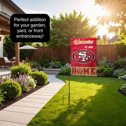 San Francisco 49ers Welcome To Our Home Garden Flag and Flagpole Mount