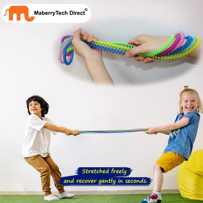 Chew Necklaces for Sensory Kids 12 Pack, Chewy Necklace Stretchy Coil Bracelet Sensory Toys for Kids with Autism Anxiety ADHD, Oral Sensory Chew Toys for Boys Girls Fidgeting Biting