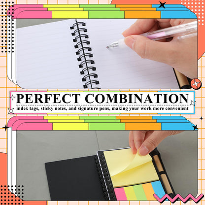 Qilery 30 Pack Lined Spiral Notebook Small Notepad and Pen Set Steno Pads Lined Notepad Black Pocket Notebook for Business Office School Supplies