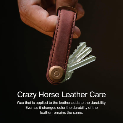 Orbitkey Crazy Horse Leather Key Organizer | Holds up to 7 Keys, Chestnut Brown