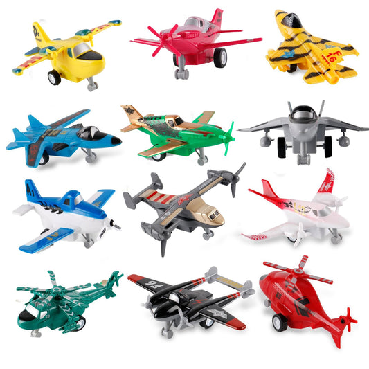UXRPTU Pull-Back Airplane Toy Boys Plane Playset for Toddlers 3-5 Variety Pack of Helicopters Stealth Bombers Fighter Jets Aircraft Planes for Kids Toddlers Great Party Favors for Kids