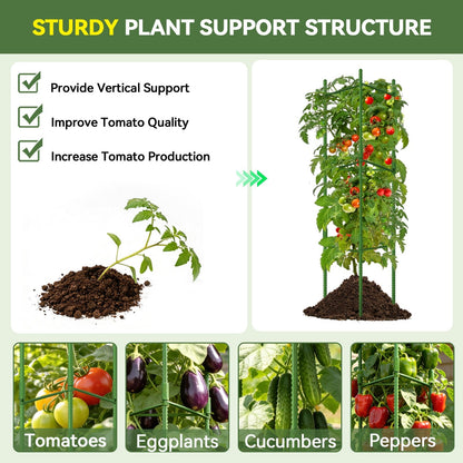 Halatool 63 Inch Tall Tomato Cages for Garden, 6 Pack Adjustable Tomato Cage, Garden Stakes Tomato Trellis for Pots, Tomato Plant Support for Raised Garden Bed &Vegetables Flowers