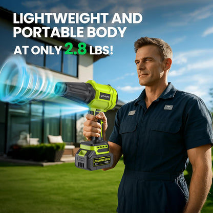 YUQUESEN Cordless Leaf Blower, 980,000 RPM Handheld Leaf Blower with 2 X 4.0Ah Batteries & Charger, Lightweight Leaf Blowers for Patio Cleaning, Lawn Care, Leaves, Dust - Light Green